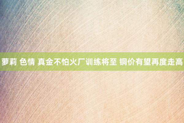 萝莉 色情 真金不怕火厂训练将至 铜价有望再度走高