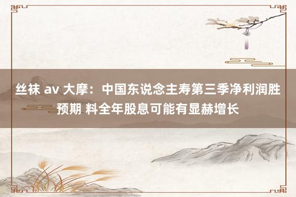 丝袜 av 大摩：中国东说念主寿第三季净利润胜预期 料全年股息可能有显赫增长