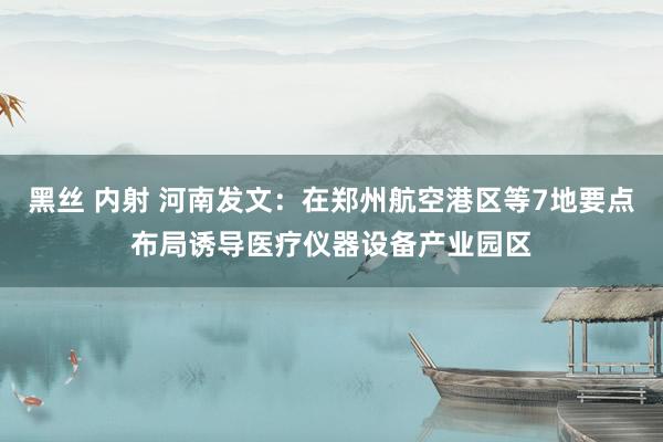 黑丝 内射 河南发文：在郑州航空港区等7地要点布局诱导医疗仪器设备产业园区